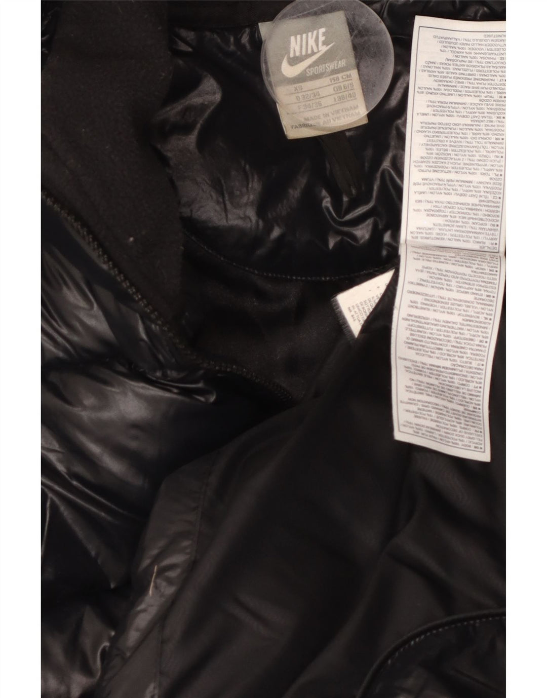 Γυναικείο μπουφάν NIKE με κουκούλα μεγάλου μεγέθους UK 6/8 XS μαύρο νάιλον