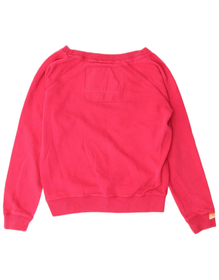 SUPERDRY Womens Graphic Sweatshirt Jumper UK 14 Medium Pink Cotton