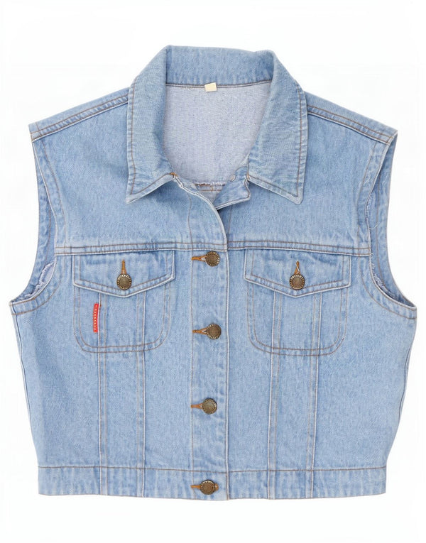 John Baner Γυναικείο Crop Τζιν Gilet UK 10 Small Blue Cotton