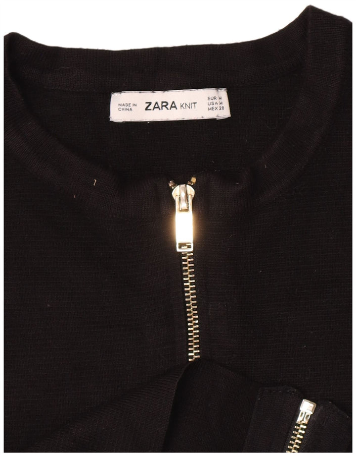 Zara Γυναικεία Ζακέτα Crop UK 12 Medium Black