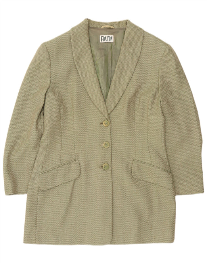 Vintage γυναικείο παραγάδι με 3 κουμπιά σακάκι IT 48 XL Khaki Chevron