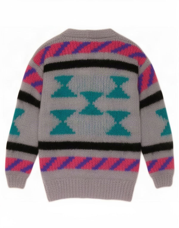 Vintage Γυναικεία Ζακέτα UK 10 Small Grey Geometric