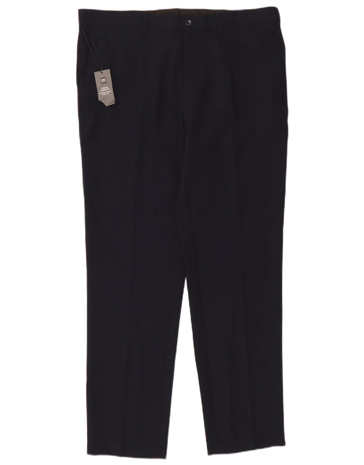 Ανδρικό παντελόνι Chino Marks & Spencer W40 L33 Navy Blue Polyester