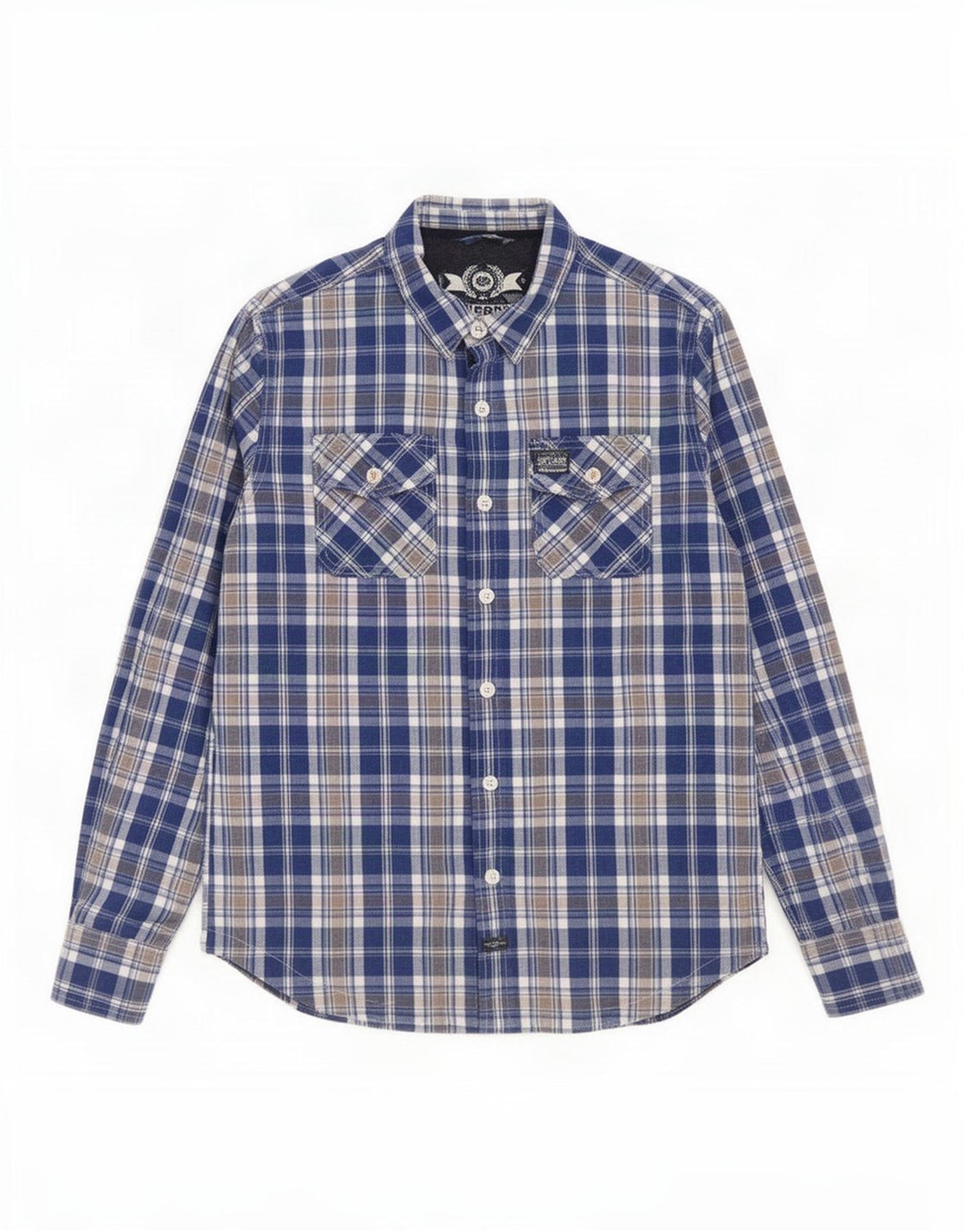 Ανδρικό πουκάμισο Superdry 2XL Blue Check Cotton