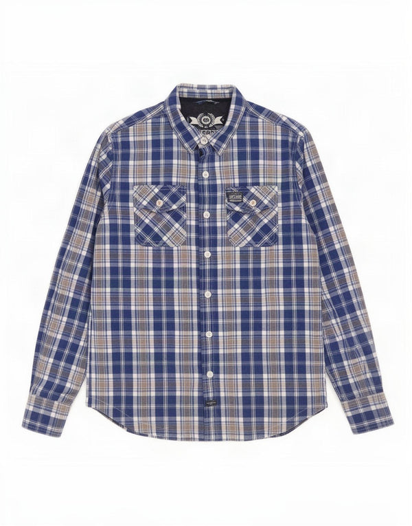 Ανδρικό πουκάμισο Superdry 2XL Blue Check Cotton