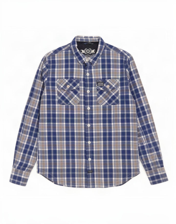 Ανδρικό πουκάμισο Superdry 2XL Blue Check Cotton
