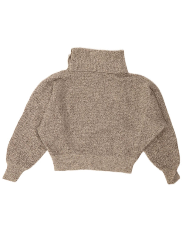 BAGARRY Γυναικείο Crop Roll Neck πουλόβερ UK 14 Large Grey Flecked