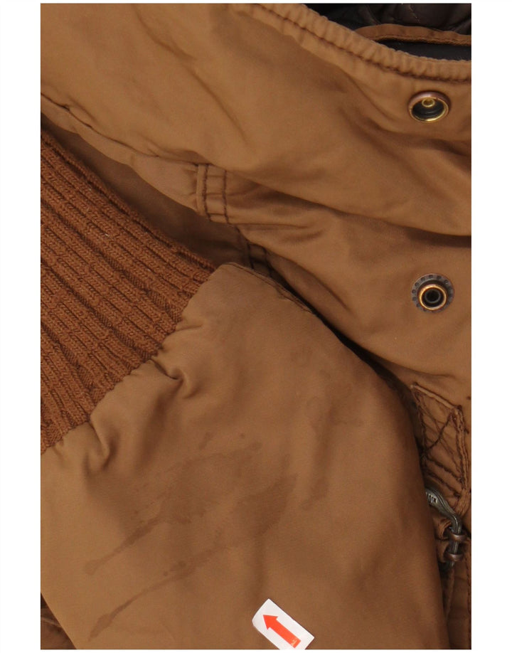 KHUJO Γυναικείο μπουφάν Parka με κουκούλα UK 14 μεσαίο καφέ πολυεστέρας