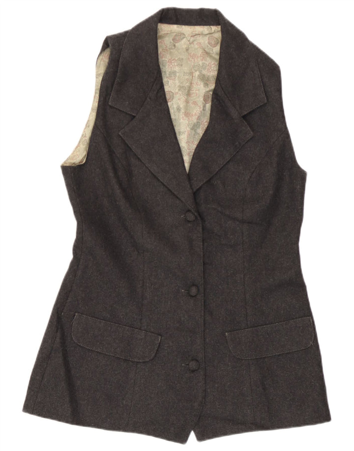 Vintage Γυναικείο Γιλέκο Longline UK 10 Small Grey Wool