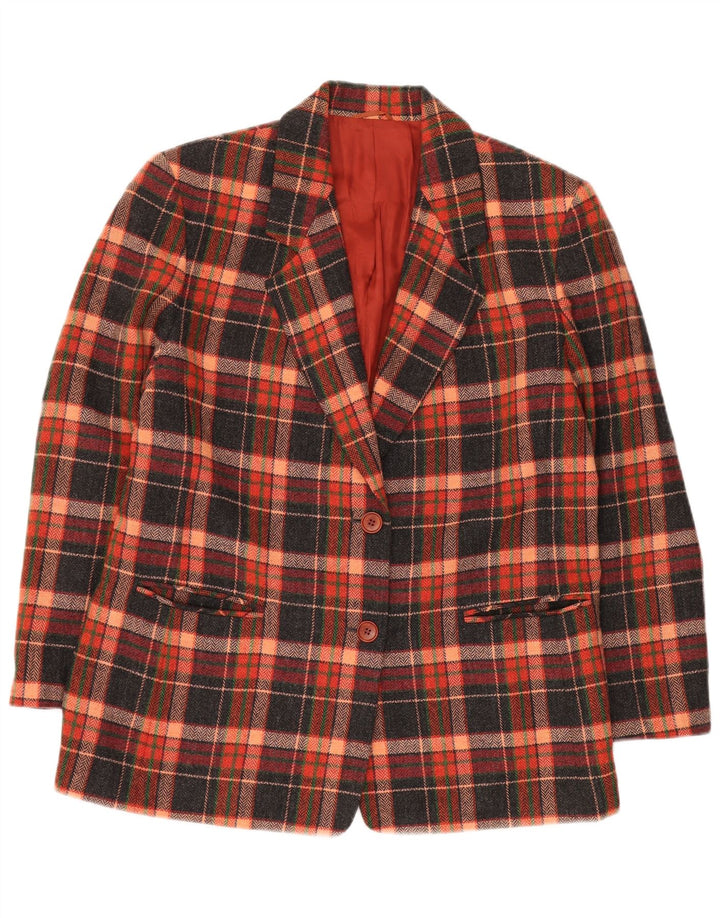 VINTAGE Γυναικείο τζάκετ Blazer 2 κουμπιών IT 47 Μεγάλο πολύχρωμο τσεκ