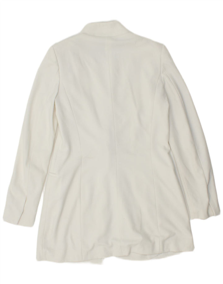 ZARA Γυναικείο Longline Blazer Jacket UK 12 Medium White Polyester