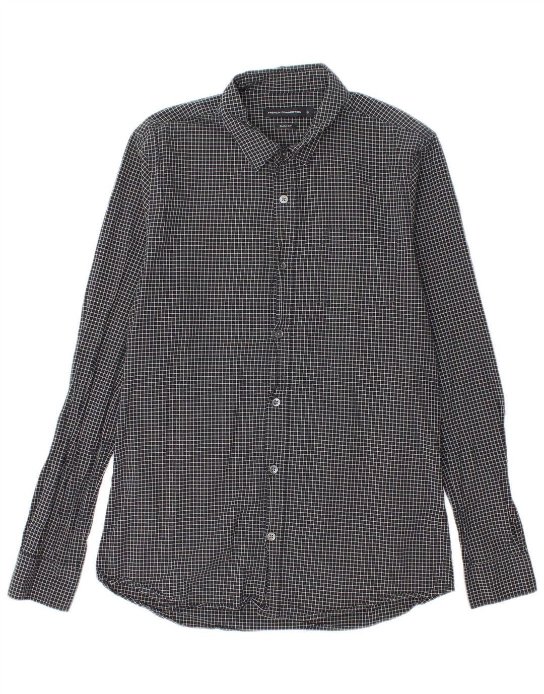 French Connection Ανδρικό φανελένιο πουκάμισο Slim Fit, Μικρό μαύρο βαμβακερό