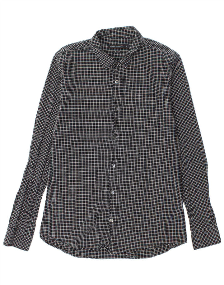 French Connection Ανδρικό φανελένιο πουκάμισο Slim Fit, Μικρό μαύρο βαμβακερό
