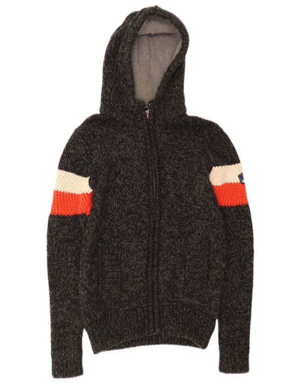 Ανδρικό πουλόβερ ζακέτα με κουκούλα Superdry, μεσαίο μαύρο χρώμα, ακρυλικό