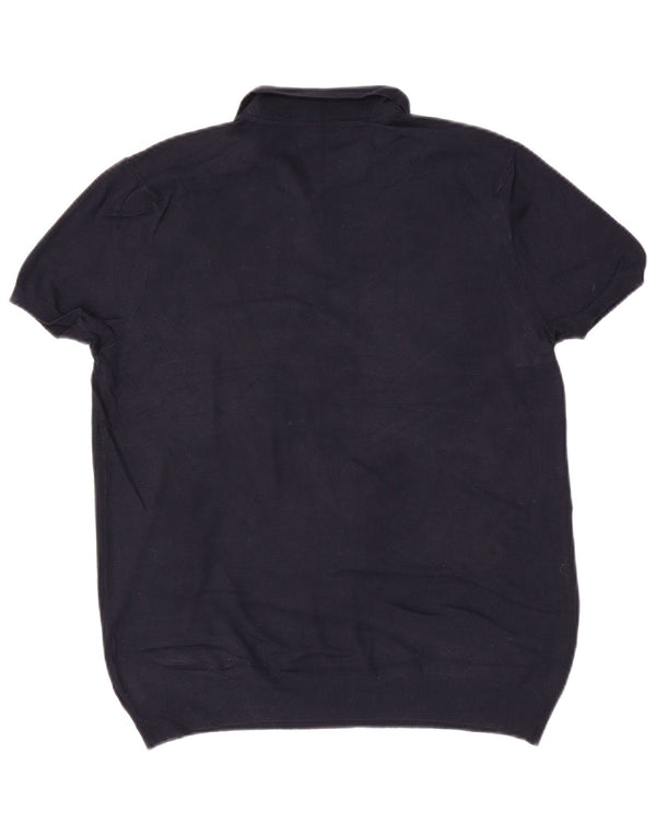 Zara Ανδρικό πουλόβερ με κοντό μανίκι polo λαιμόκοψη μεγάλο μπλε ναυτικό