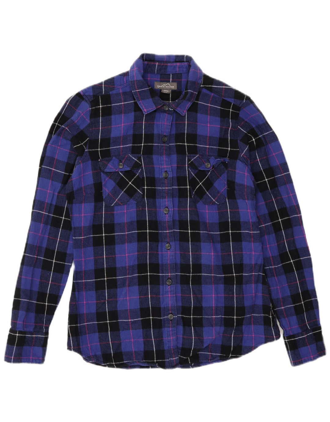 Eddie Bauer Γυναικείο φανελένιο πουκάμισο UK 10 Small Purple Check Cotton