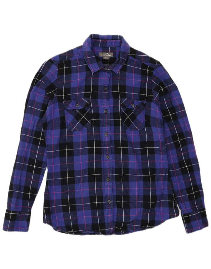 Eddie Bauer Γυναικείο φανελένιο πουκάμισο UK 10 Small Purple Check Cotton
