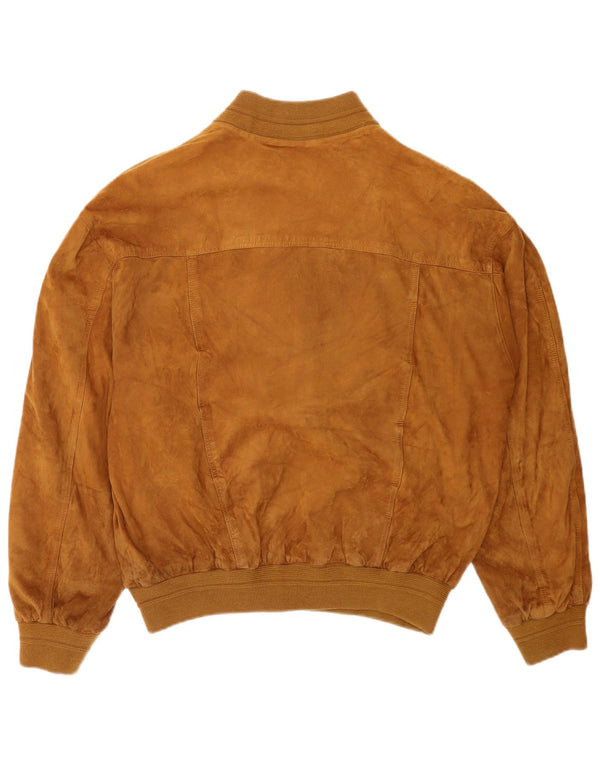 Vintage Ανδρικό Suede Bomber Jacket IT 56 2XL Beige Leather