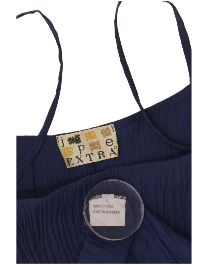 VINTAGE Γυναικείο Slip Dress UK 14 Large Navy Blue Viscose