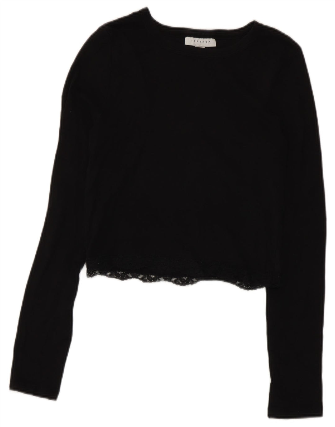 Topshop Γυναικείο Crop Top μακρυμάνικο UK 10 Small Black