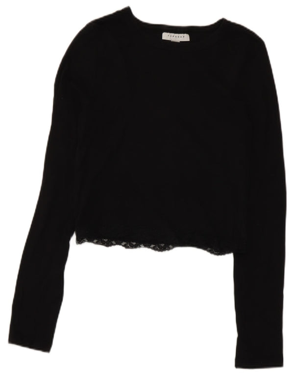 Topshop Γυναικείο Crop Top μακρυμάνικο UK 10 Small Black