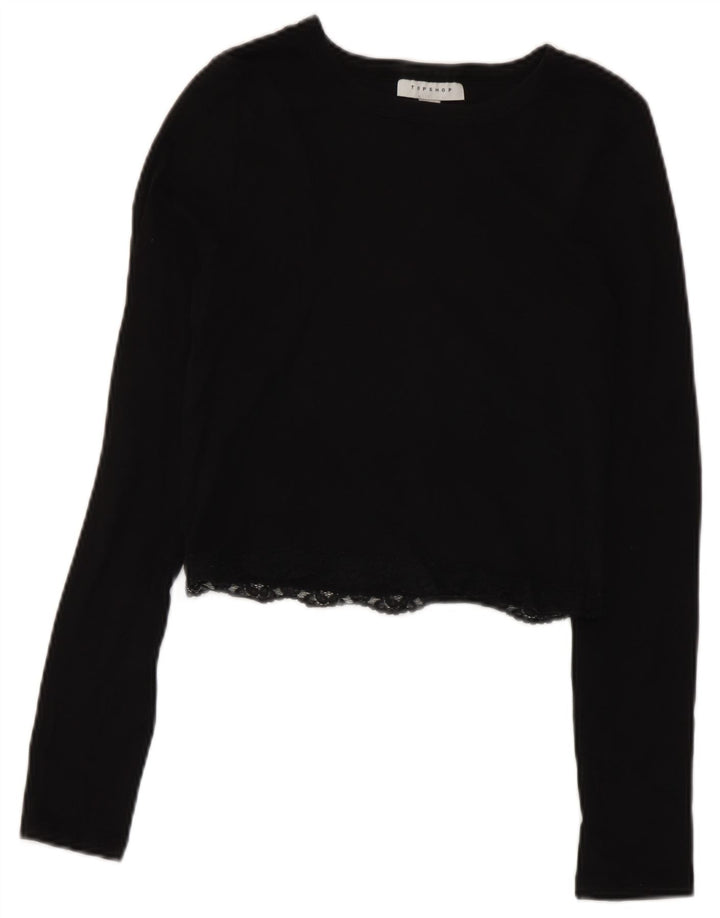 Topshop Γυναικείο Crop Top μακρυμάνικο UK 10 Small Black