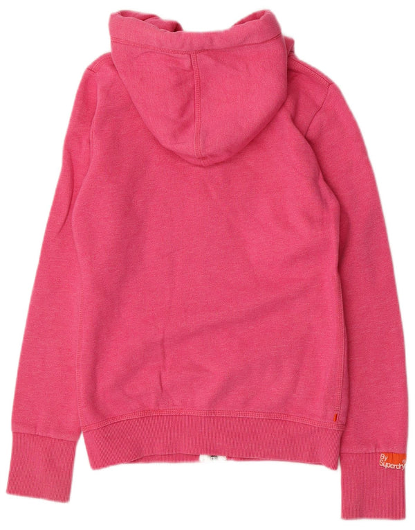 SUPERDRY Γυναικείο Πορτοκαλί Ετικέτα Loose Fit Zip Hoodie πουλόβερ UK 6 XS Pink