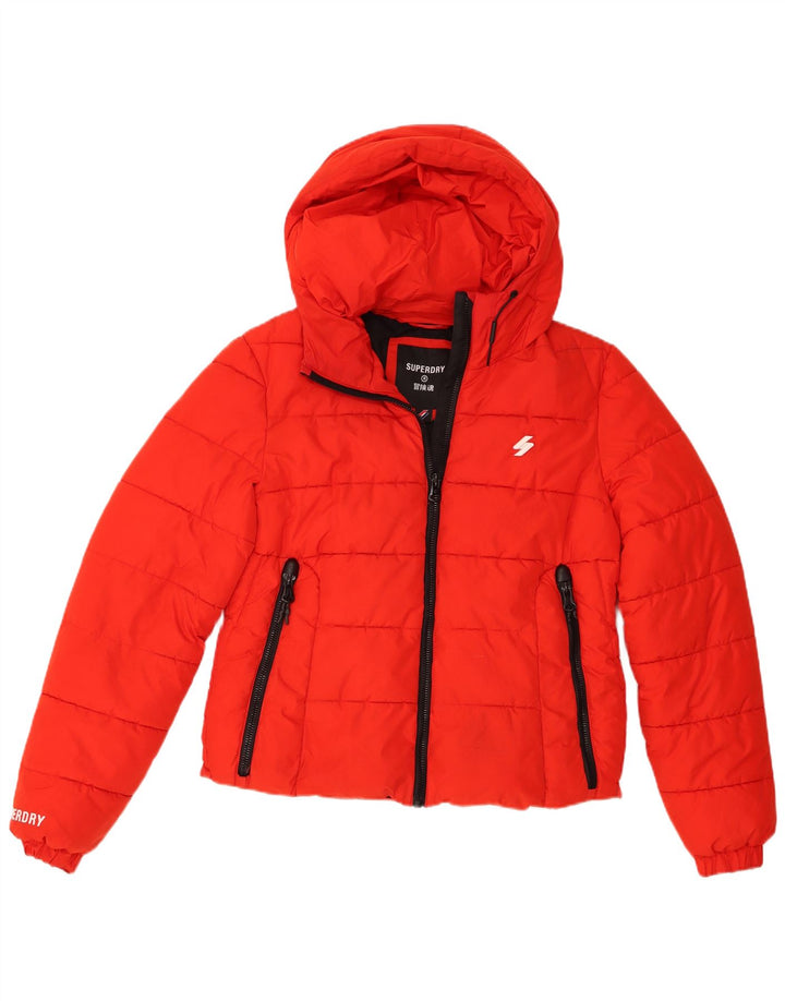 Superdry γυναικείο μπουφάν με κουκούλα UK 12 μεσαίο κόκκινο πολυεστέρας