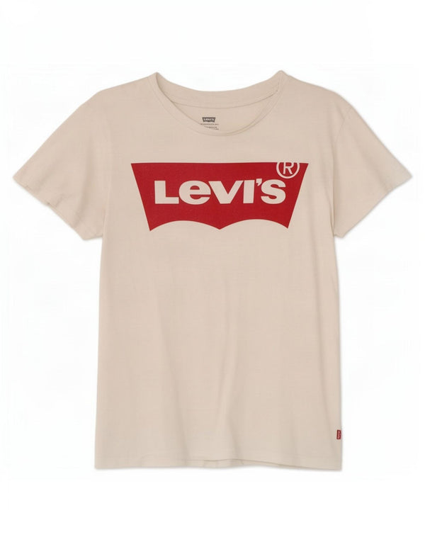 Γυναικείο γραφικό μπλουζάκι Levi's Top UK 10 Small λευκό βαμβακερό
