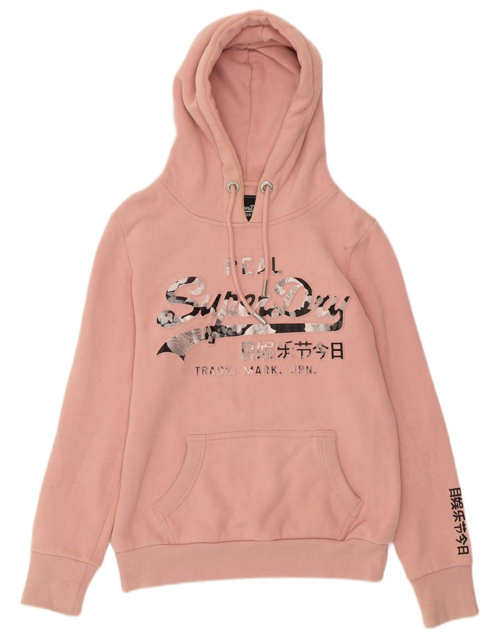 Γυναικείο γραφικό κουκούλα SUPERDRY UK 8 Small Pink Cotton