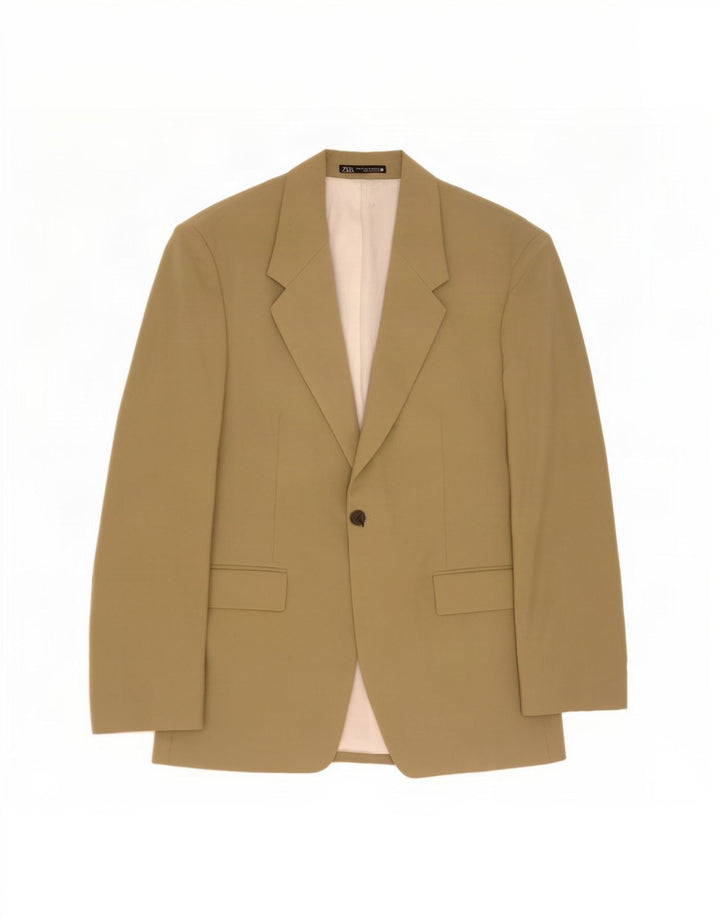 Zara Ανδρικό μπουφάν σακάκι με 1 κουμπί EU 52 Large Khaki Polyester