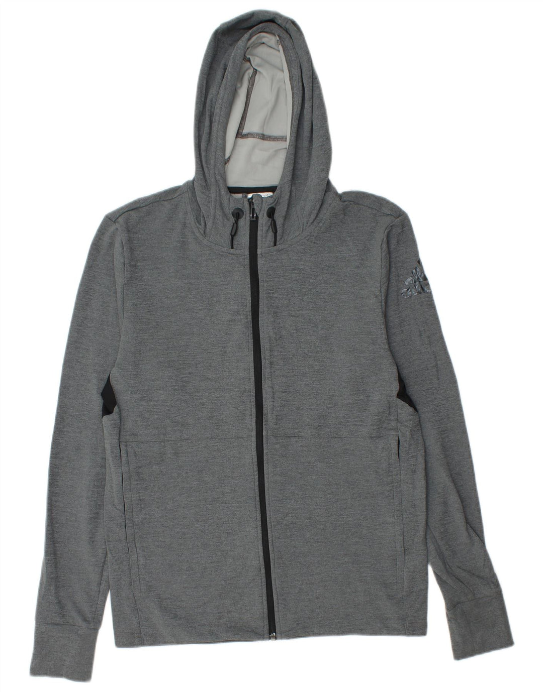 Ανδρικό πουλόβερ ADIDAS Climacool με φερμουάρ με κουκούλα, μικρό γκρι χρώμα