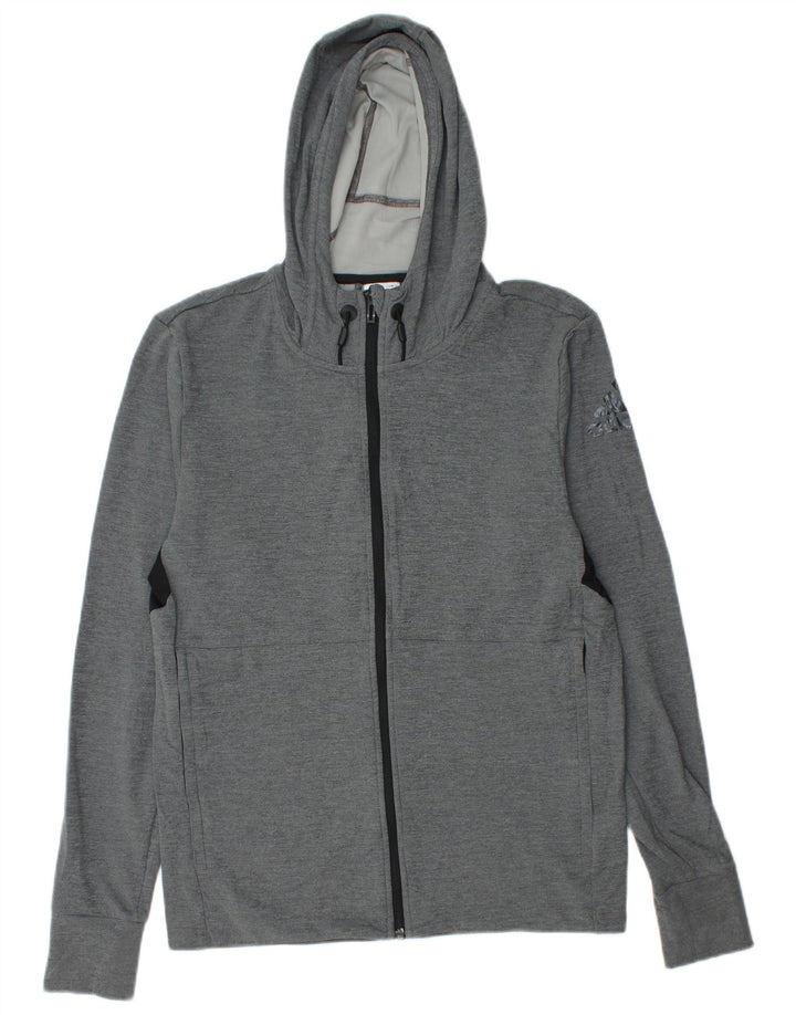 Ανδρικό πουλόβερ ADIDAS Climacool με φερμουάρ με κουκούλα, μικρό γκρι χρώμα