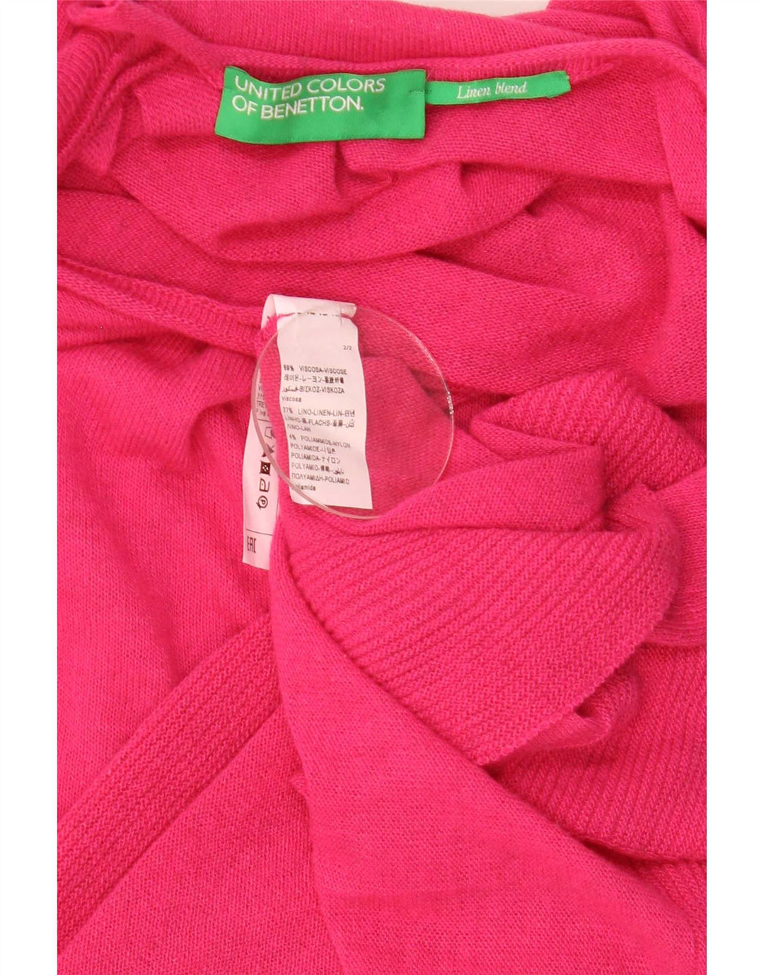 Γυναικείο πουλόβερ με κοντό μανίκι Benetton oversized ζακέτα UK 14 Medium Pink