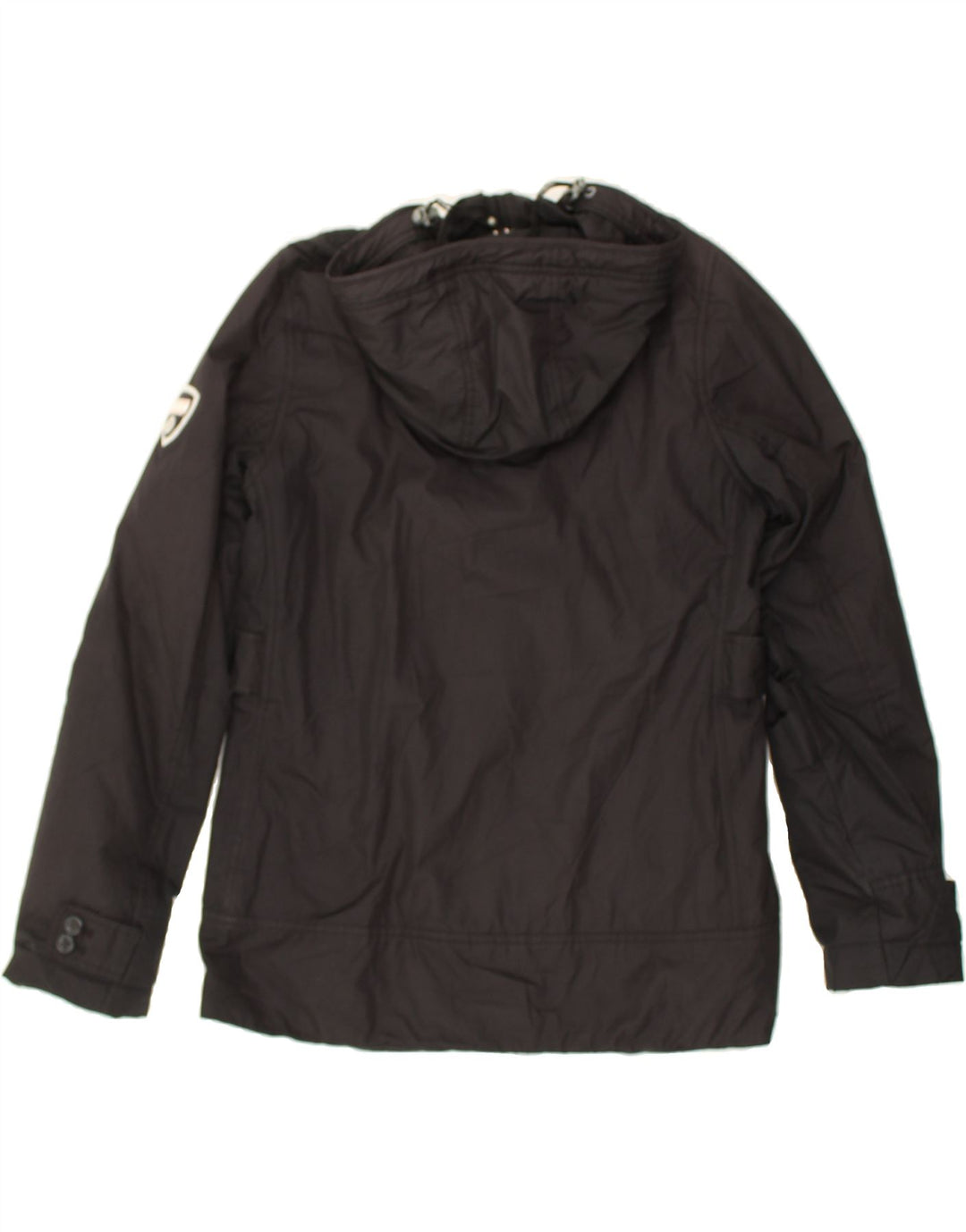 CHAMPION Womens Hooded Windbreaker Jacket UK 12 Medium Black Polyester | Vintage Champion | Thrift | Second-Hand Champion | Used Clothing | Messina Hembry 