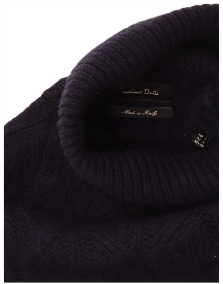 Ανδρικό πουλόβερ Massimo Dutti με ρολό λαιμόκοψη, μεγάλο μπλε μάλλινο