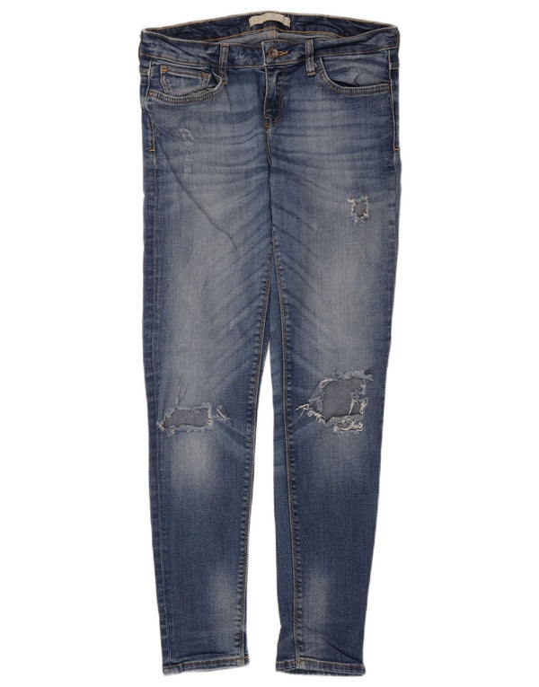 Zara Womens Distressed Skinny Jeans EU 38 Small W28 L29 Blue