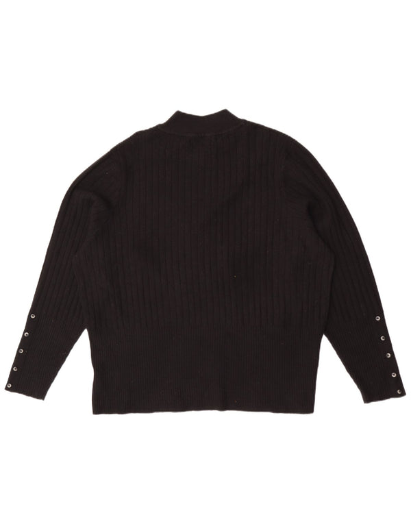 Marks & Spencer Γυναικείο πουλόβερ με λαιμόκοψη UK 24 4XL Μαύρη βισκόζη
