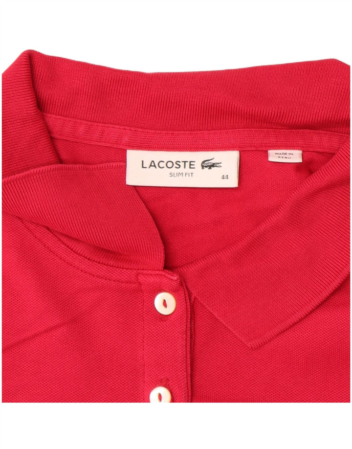 LACOSTE Γυναικείο μακρυμάνικο μπλουζάκι πόλο με λεπτή εφαρμογή, μέγεθος 44 μεγάλο ροζ βαμβακερό