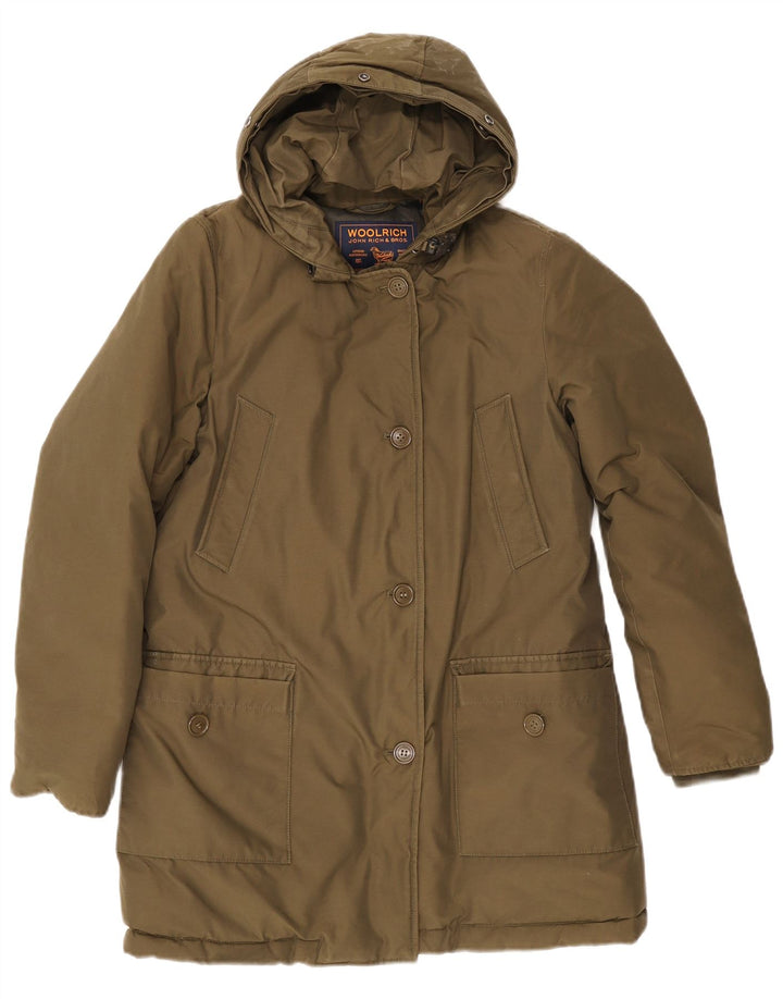 Woolrich Γυναικείο παλτό με κουκούλα με επένδυση UK 14 μεσαίο χακί βαμβάκι