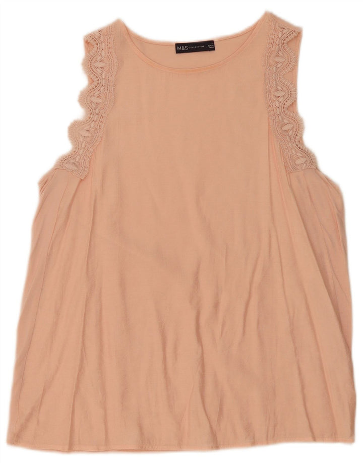 Marks & Spencer Γυναικεία Αμάνικη Μπλούζα Τοπ UK 12 Medium Pink Floral