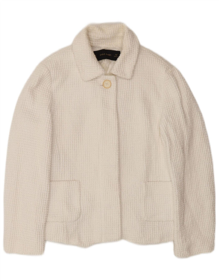 Zara Γυναικείο Μπουφάν 1 Κουμπί Blazer UK 12 Medium White