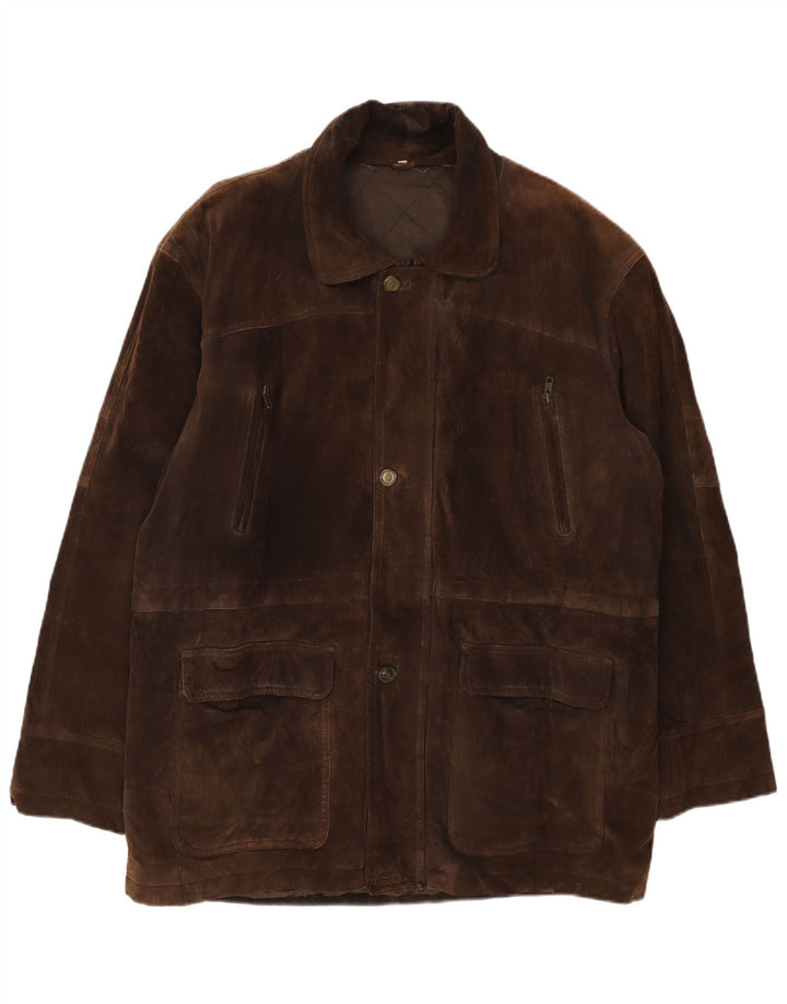 Vintage Ανδρικό Suede Ανεμοδαρικό Παλτό IT 52 XL Καφέ Δερμάτινο