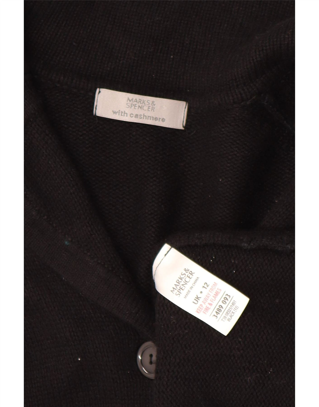 Marks & Spencer Γυναικεία ζακέτα πουλόβερ UK 12 μεσαίο μαύρο βαμβακερό
