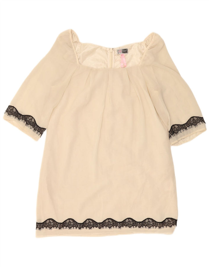 Lipsy Γυναικείο φόρεμα 3/4 Sleeve Shift UK 14 Medium Off White Polyester