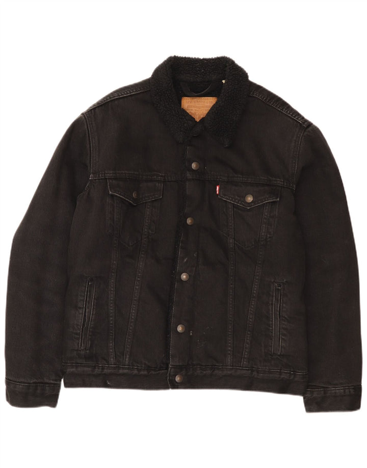Ανδρικό τζιν Sherpa Jacket Levi's UK 38 μεσαίο μαύρο βαμβακερό