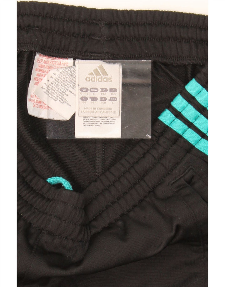 ADIDAS Boys Tracksuit Trousers 13-14 Years Black Polyester