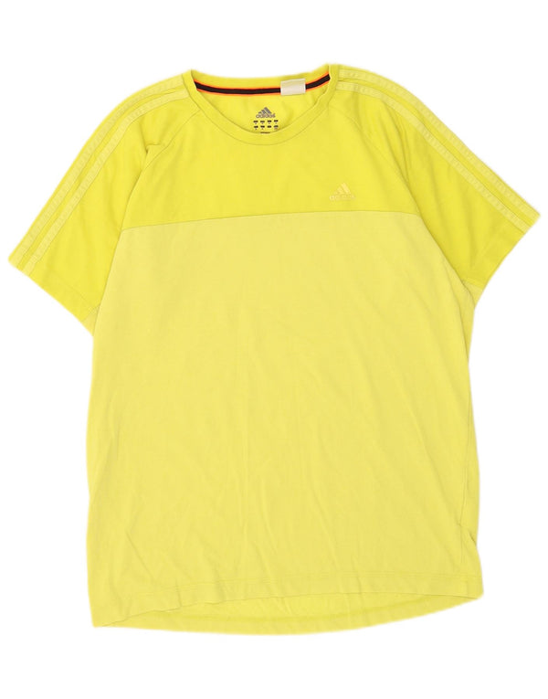Ανδρικό T-Shirt Adidas Climalite Τοπ μεσαίο κίτρινο βαμβακερό