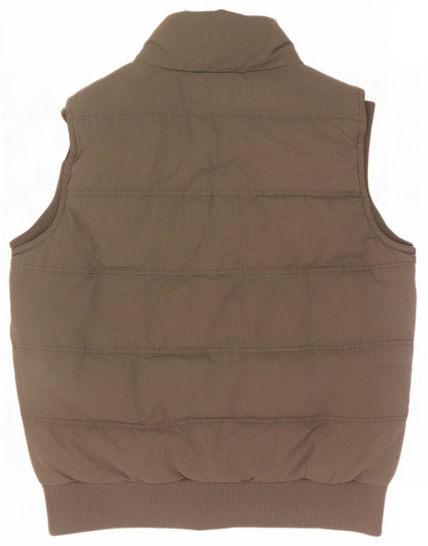 Fat Face Womens Sherpa Padded Gilet UK 16 Large Khaki Polyester