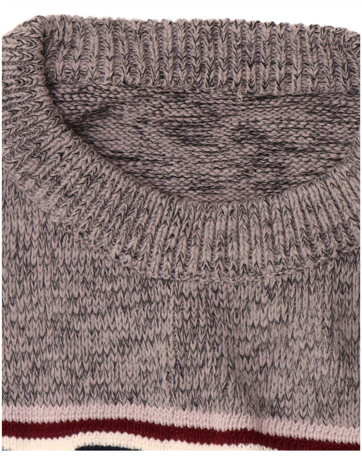 Ανδρικό πουλόβερ με λαιμόκοψη VINTAGE Μεγάλο Γκρι γεωμετρικό